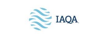 Official logo for IAQA Indoor Air Quality Association blue wave-like sphere