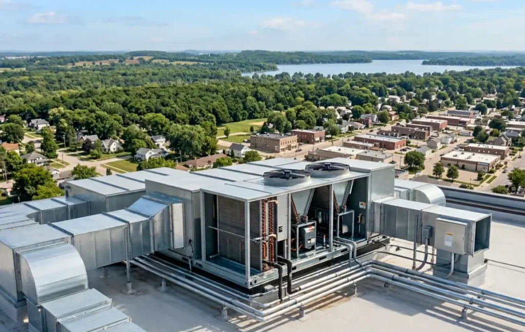 Waukesha Commercial HVAC rooftop heating and cooling system installed by ZIM Heating & Cooling