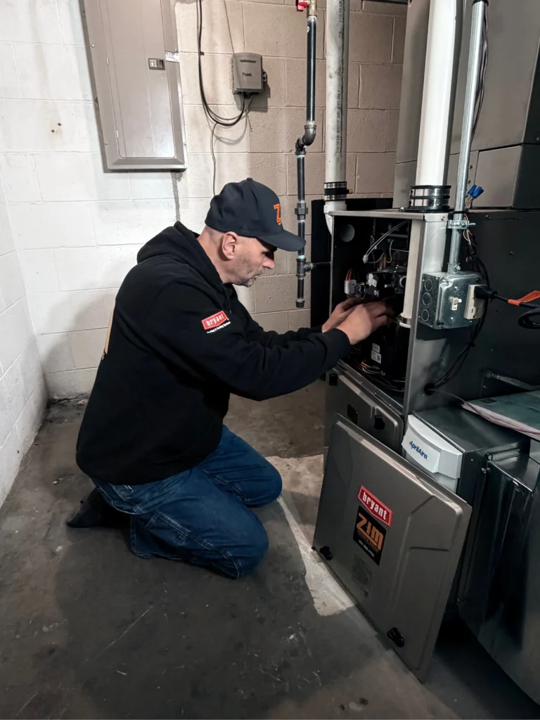 ZIM Heating and Cooling technician servicing HVAC installation delafield in Wisconsin